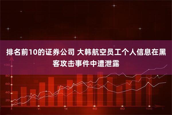排名前10的证券公司 大韩航空员工个人信息在黑客攻击事件中遭泄露